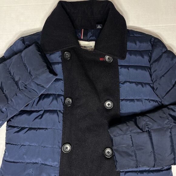 Tommy Hilfiger Puff Coat Jacket Double Breasted Blue American Classic Medium - Picture 1 of 13